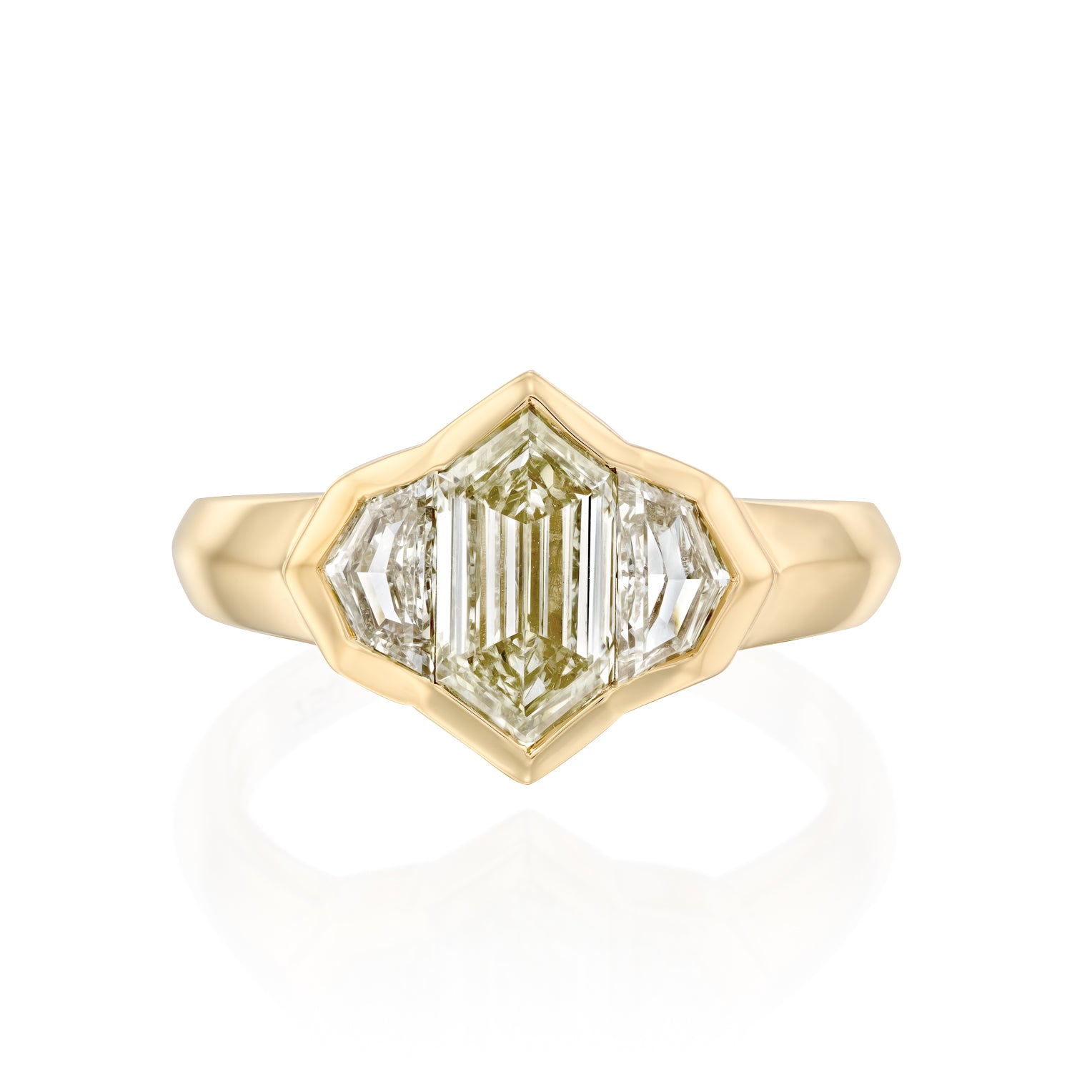 טבעת שלושה יהלומי פאנסי