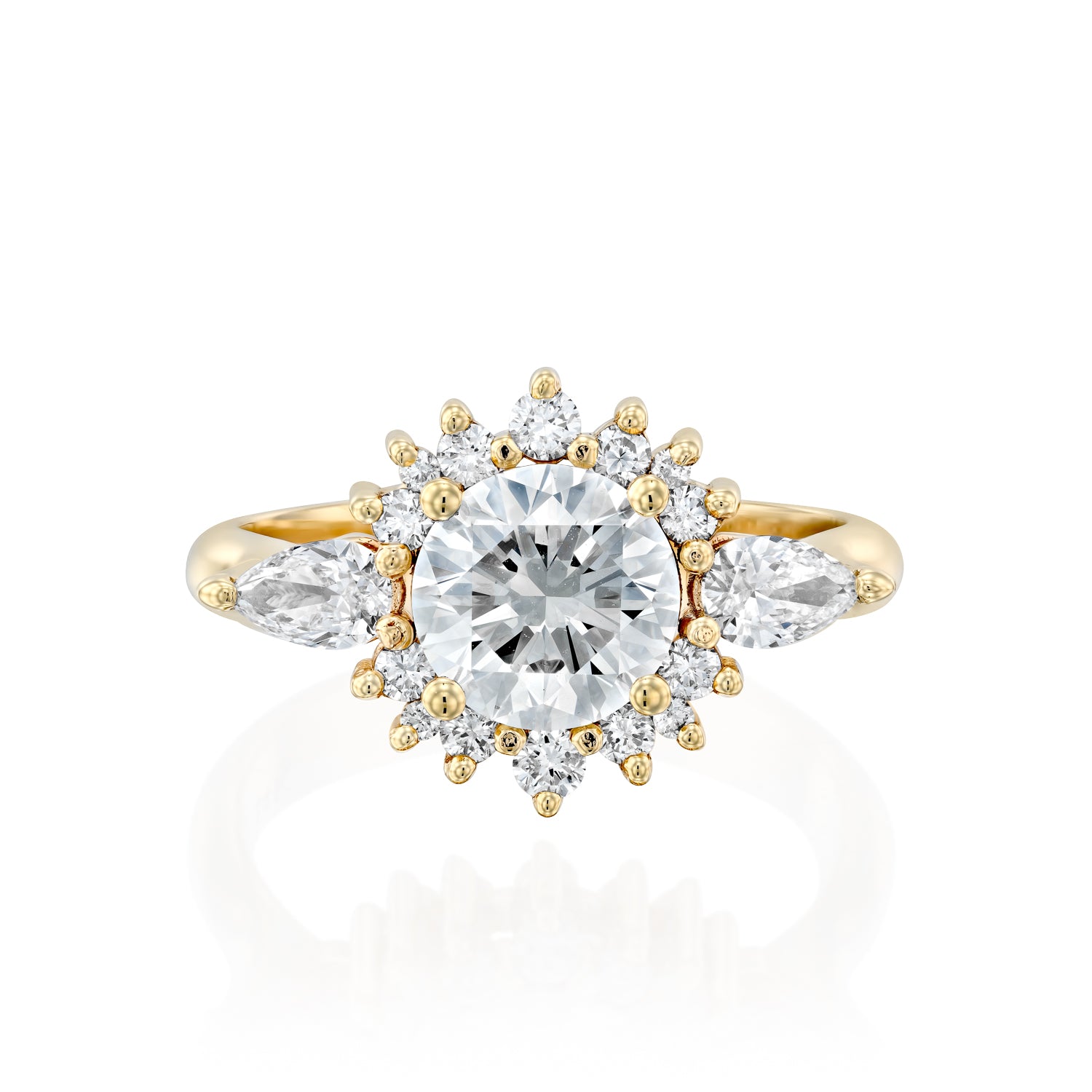 טבעת HALO עם טיפות בצדדים