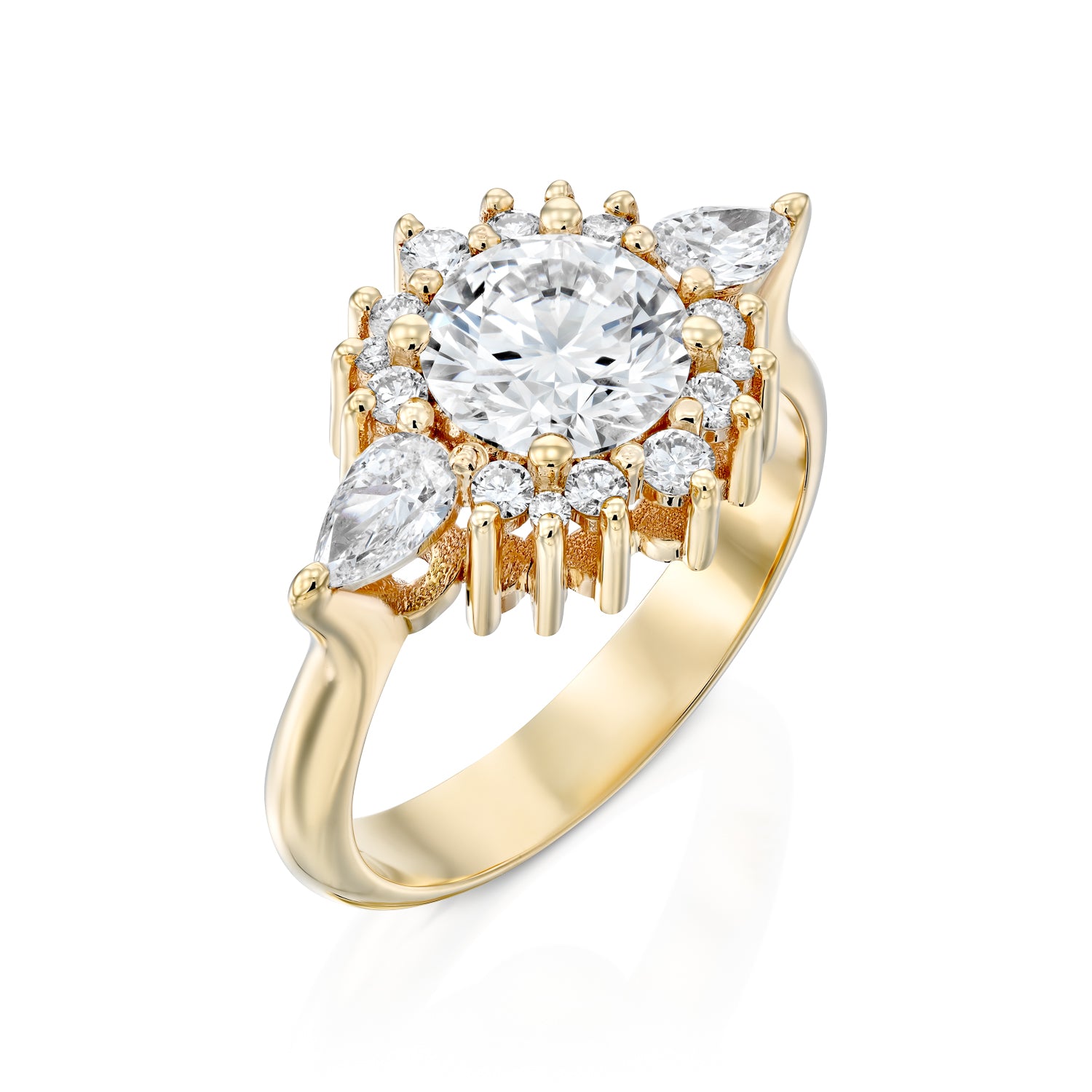 טבעת HALO עם טיפות בצדדים