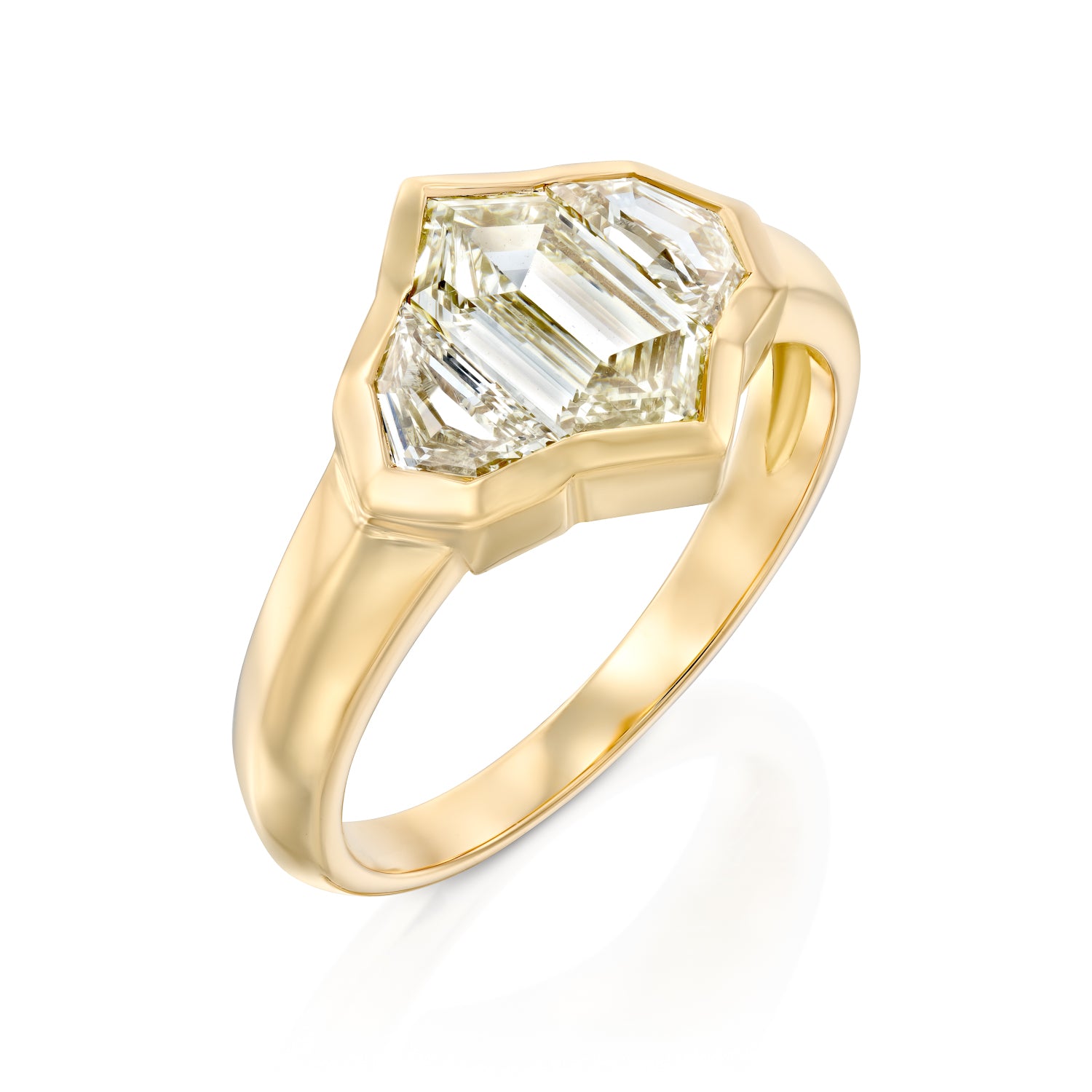 טבעת שלושה יהלומי פאנסי