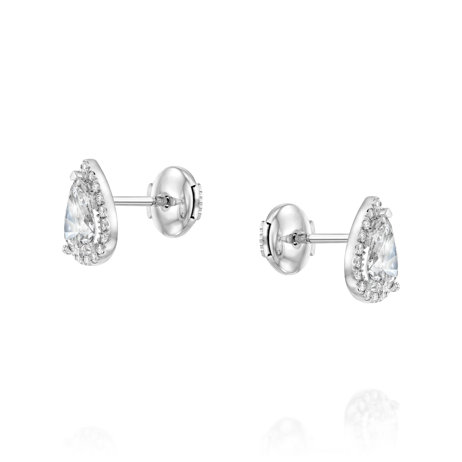 עגילי זהב לבן עם יהלומים בצורת טיפה