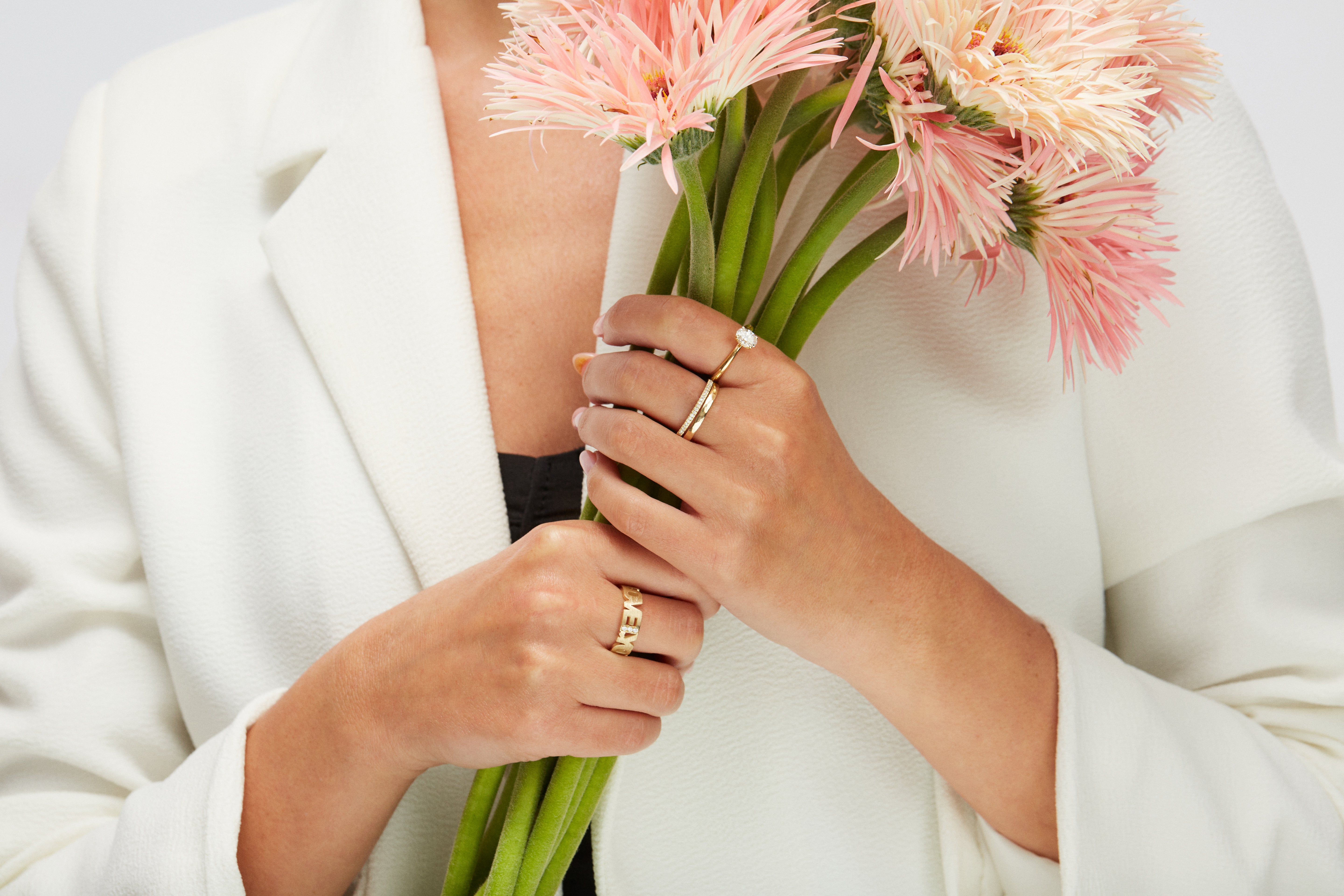 טבעת בזהב 14 קראט ''YOU ARE PURE LOVE''