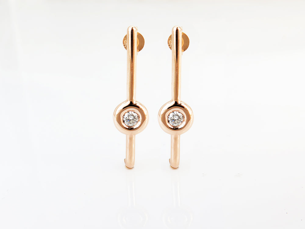 עגילי יהלום תלויים מזהב אדום