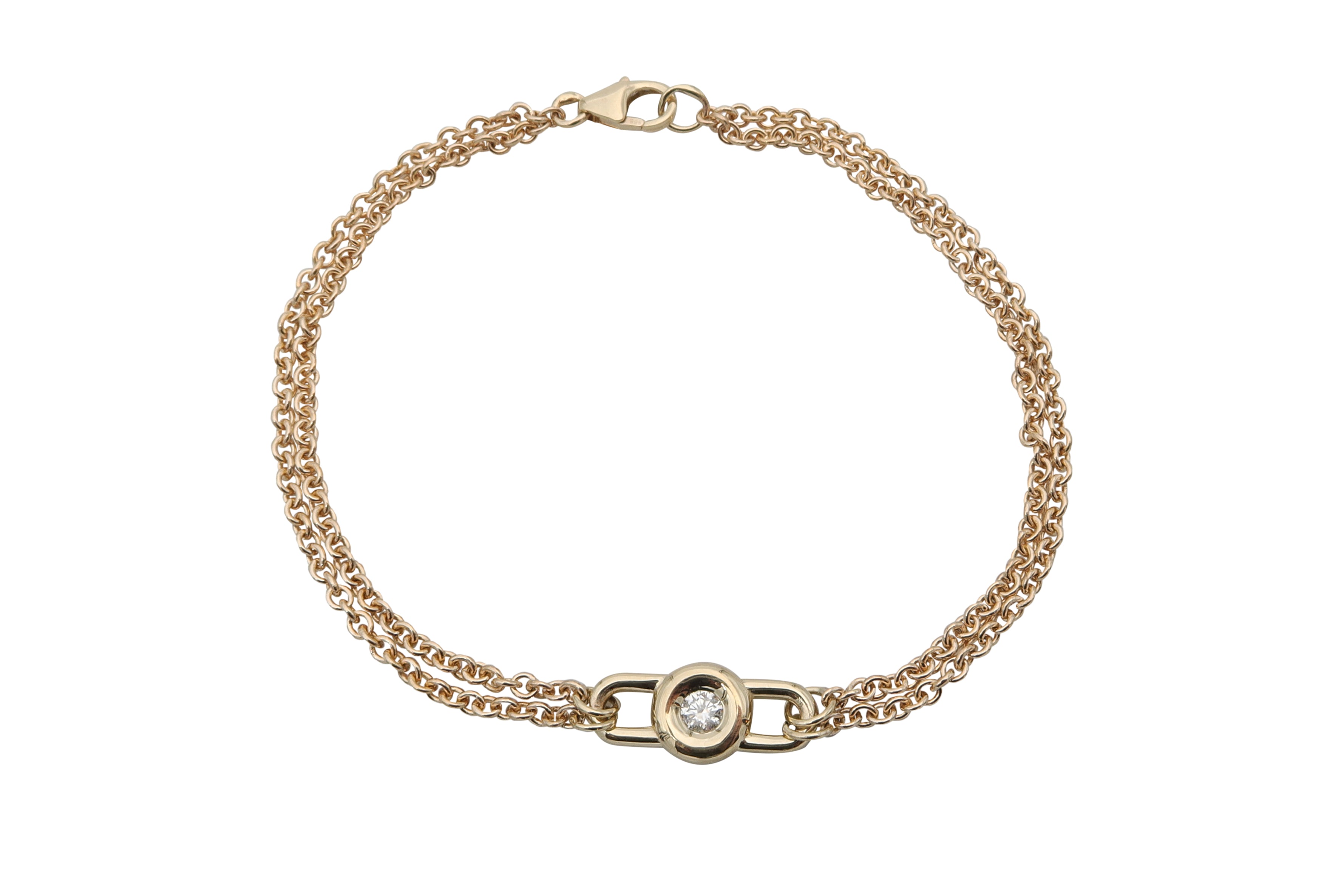 צמיד זהב עם תליון משובץ יהלום