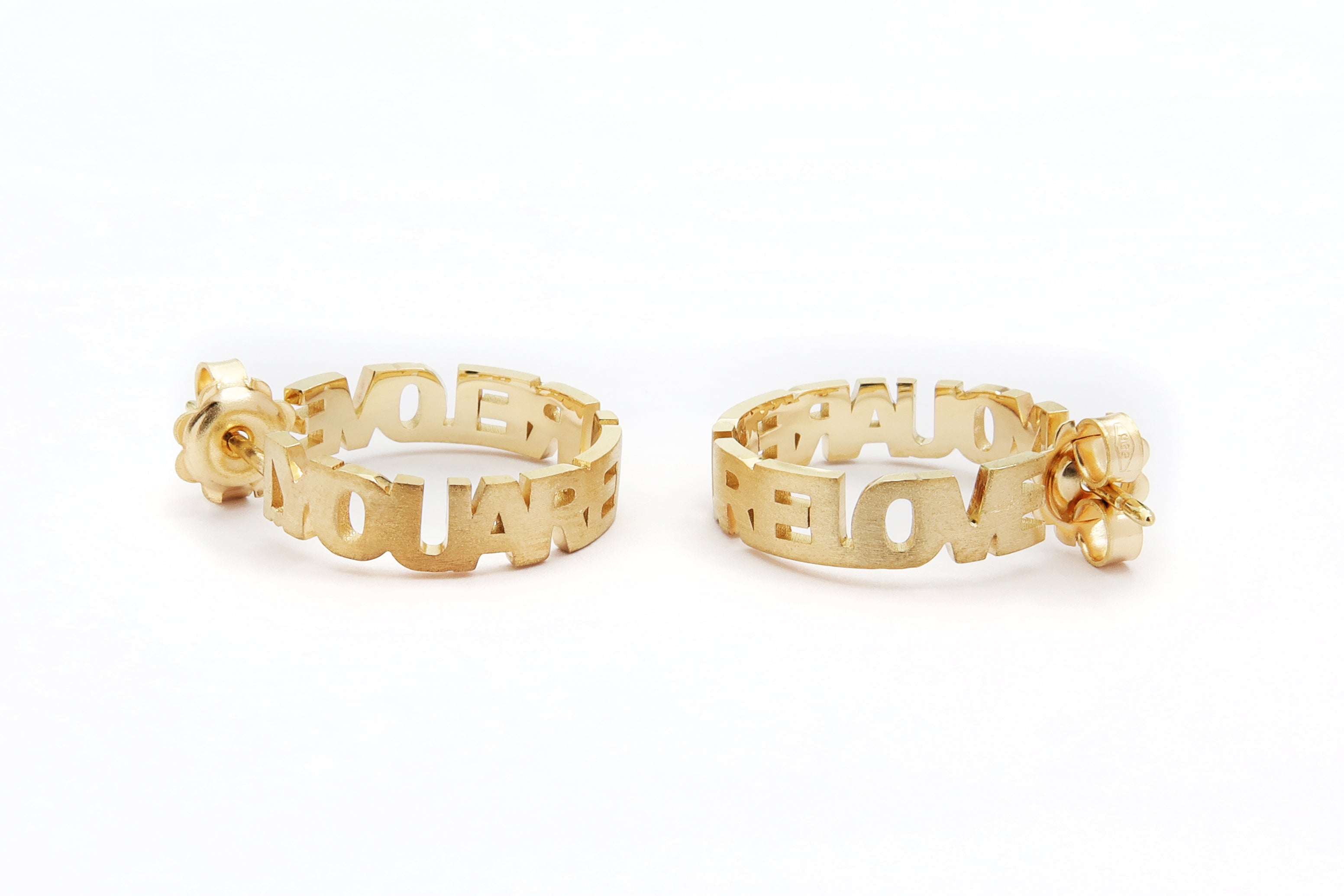 עגילי חישוק 14 קראט ''YOU ARE PURE LOVE''