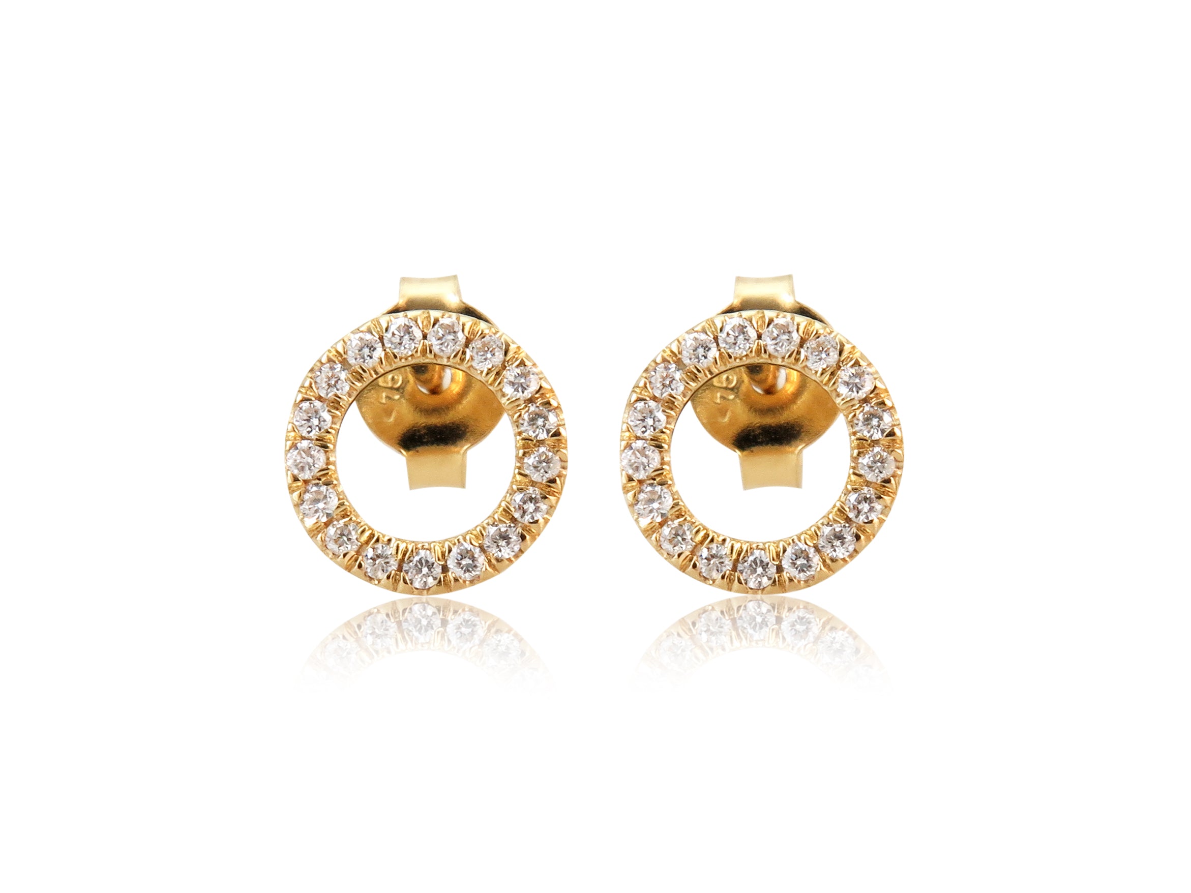 עגילי זהב 18 קראט ויהלומים מסוג HALO