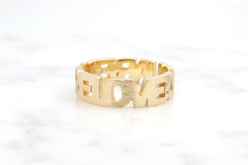 טבעת בזהב 14 קראט ''YOU ARE PURE LOVE''